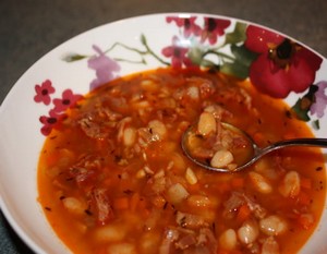 Amish bean soup ready for eating