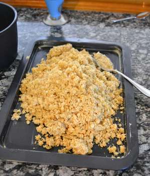 Oat mixture on baking tray