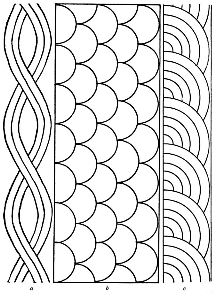 Free rope, shell, fan quilting pattern