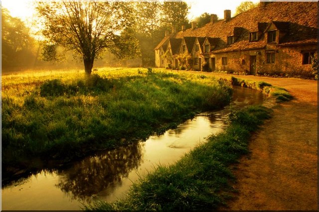 The Cotswolds bathed in early sunlight