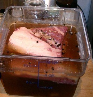 Brine bath for smoking meat