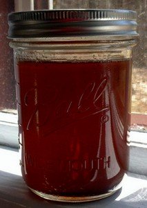 A jar of maple syrup.