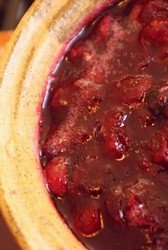 cranberry jam in a dish.