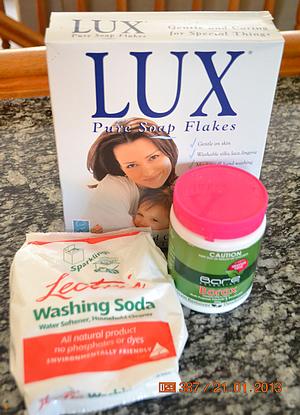 Ingredients for homemade laundry soap.