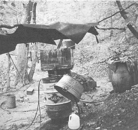 Homemade moonshine still.