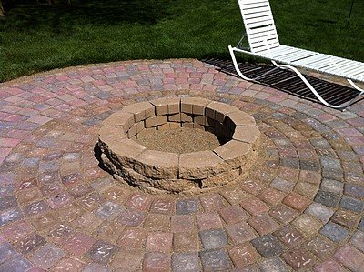 The finished fire pit and patio.