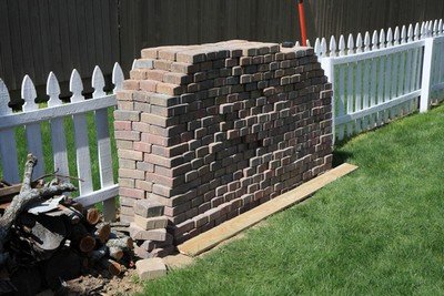 A stack of brick pavers for the patio.