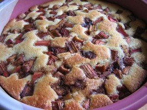 A plate of rhubarb and butterscotch tart