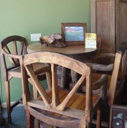 rustic chairs and tables