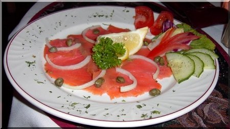 simple smoked salmon starter on a plate
